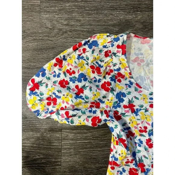 RIXO‎ x Target Dress White Floral Babydoll Linen Short Sleeve Button-Up A-Line - Picture 4 of 6